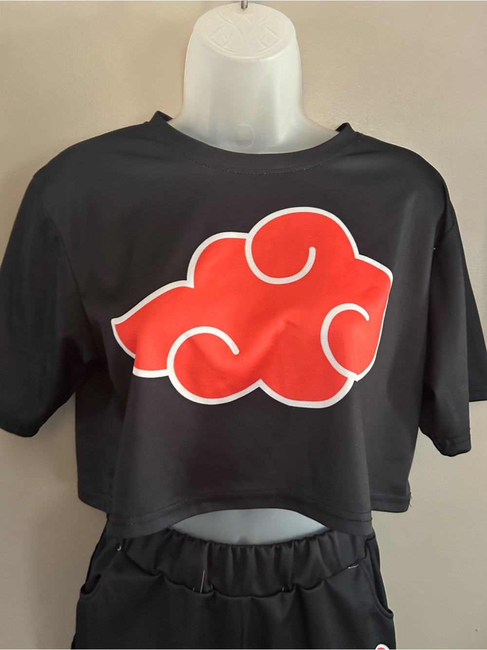 Naruto-themed Akatsuki cloud pajama 2 piece set black/red - Picture 4 of 14